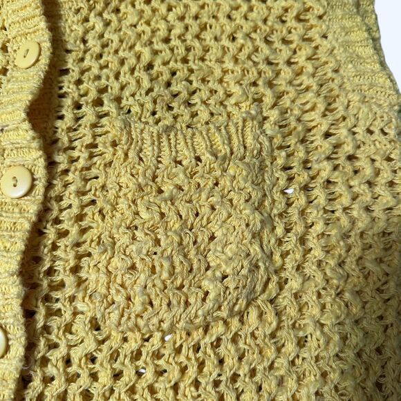 Vintage Penrose Knit Vest - Yellow Open Weave Button-Front - Size M - Picture 4 of 5